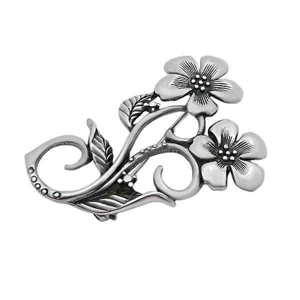 Broche flores de plata