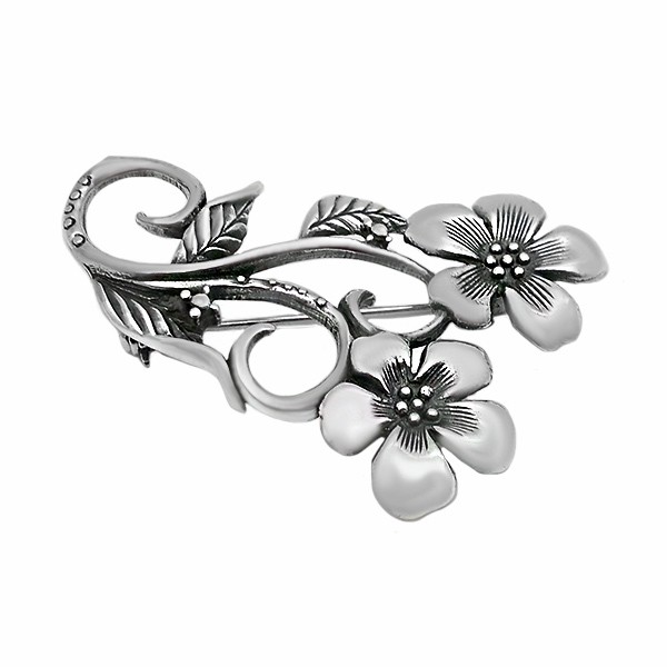 Broche flores de plata