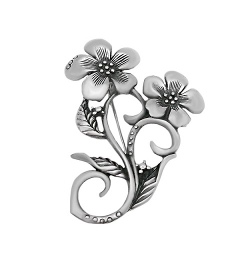 Silver flower brooch