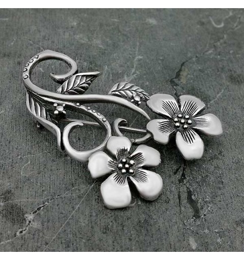 Broche flores de plata