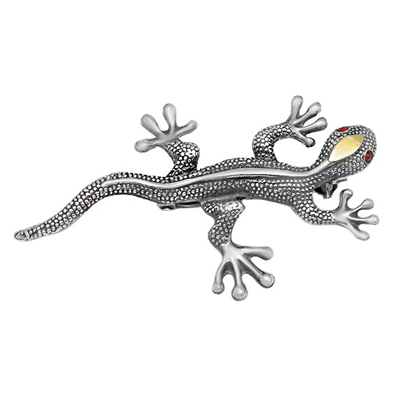 Broche lagarto plata y oro