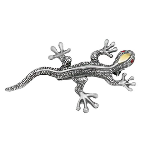 Broche lagarto plata y oro