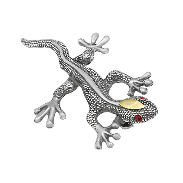 Broche lagarto plata y oro