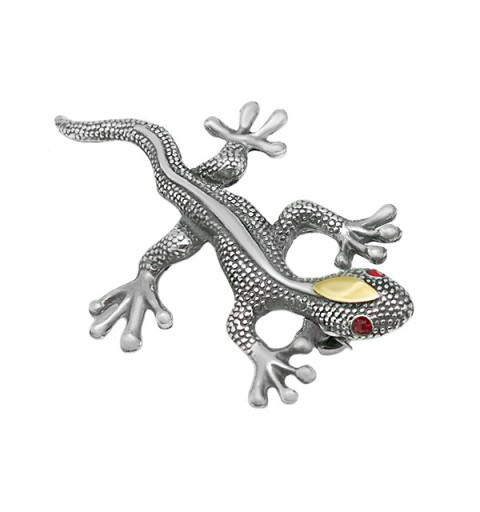 Broche lagarto plata y oro