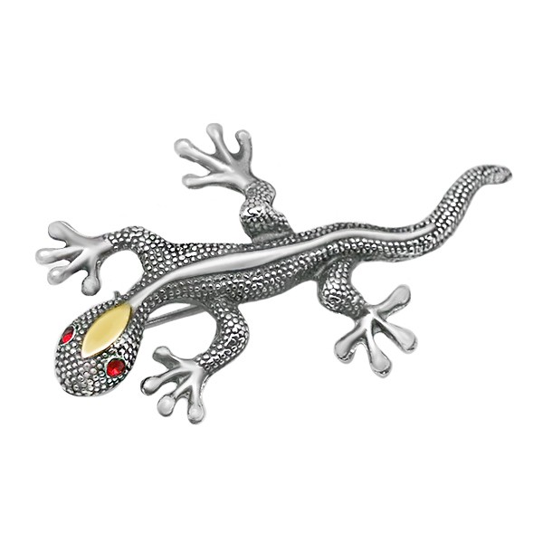 Broche lagarto plata y oro