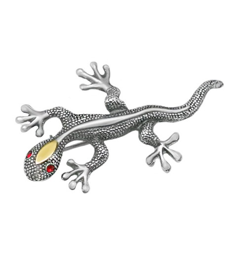 Broche lagarto plata y oro