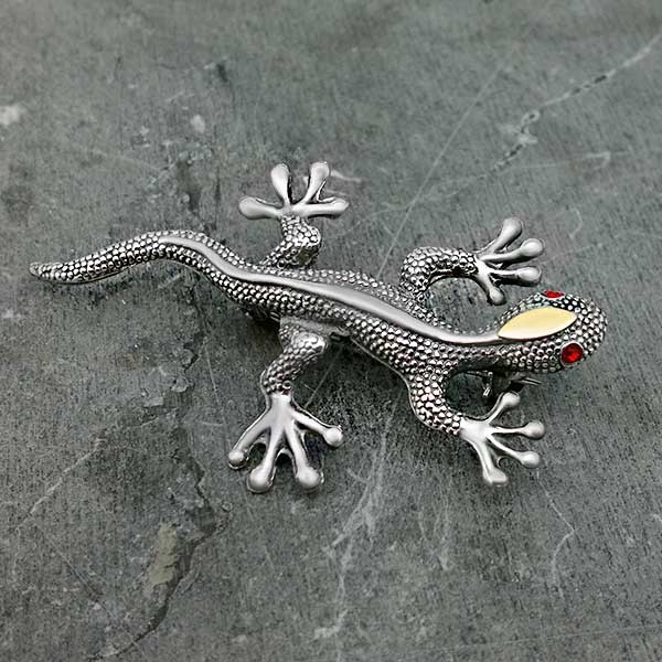 Broche lagarto plata y oro