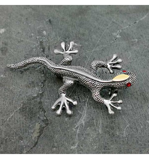 Broche lagarto plata y oro