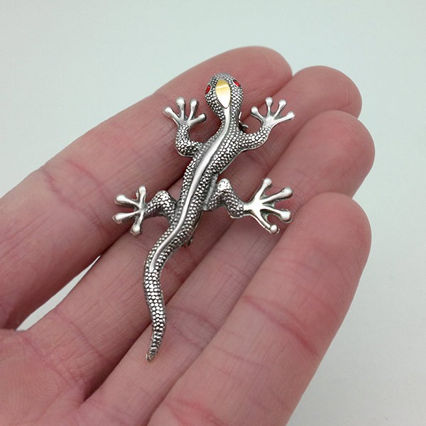 Broche lagarto plata y oro