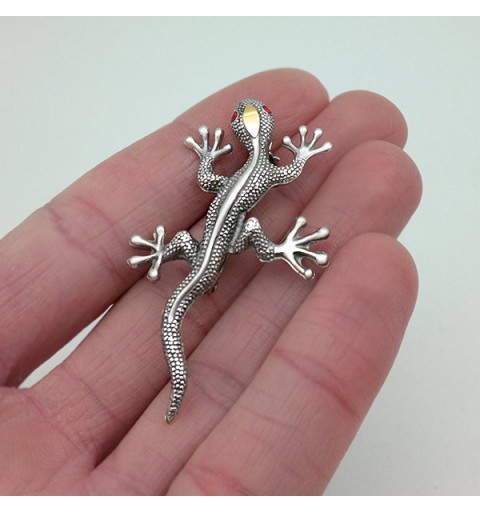 Broche lagarto plata y oro