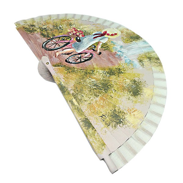 Abanico niña en bicicleta