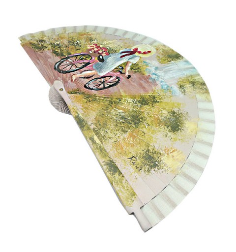 Abanico niña en bicicleta