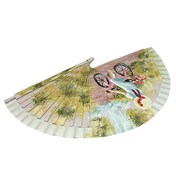 Abanico niña en bicicleta