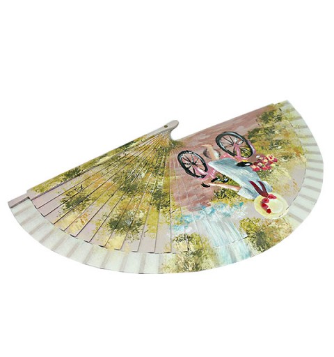 Abanico niña en bicicleta