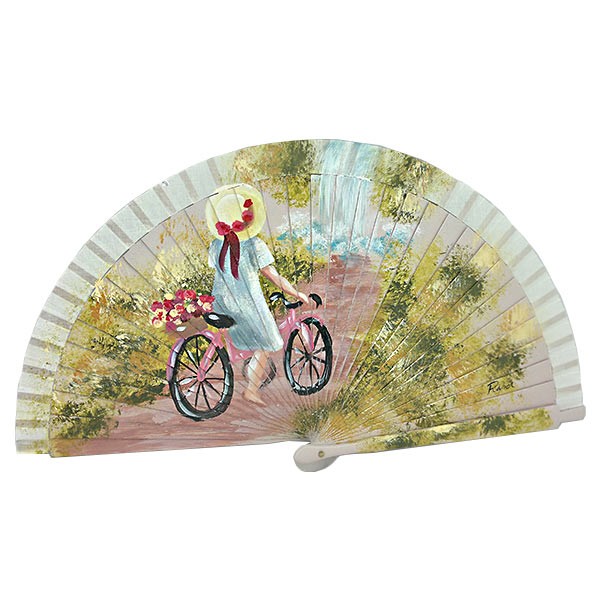 Abanico niña en bicicleta