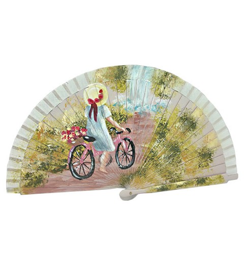 Abanico niña en bicicleta