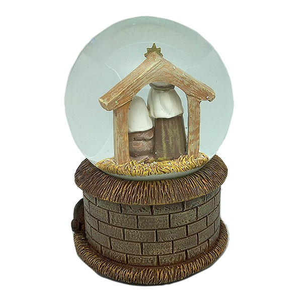 Bola de nieve en la que se recrea el nacimiento de Jesús de Nazaret