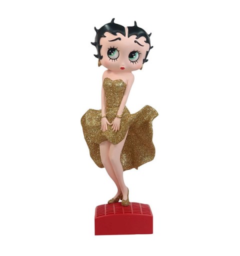 Betty Boop pose de Marilyn, vestido dorado.