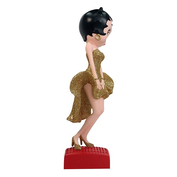 Betty Boop pose de Marilyn, vestido dorado.