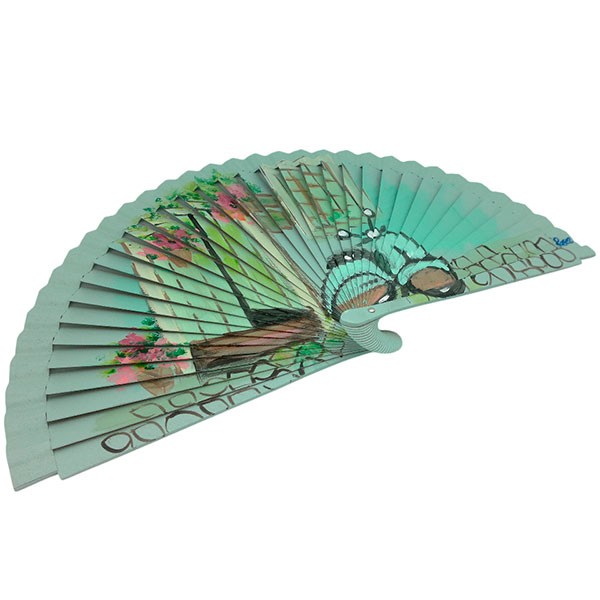 Handcrafted Spanish Classic Motorcycle Fan in Alley with Flowers