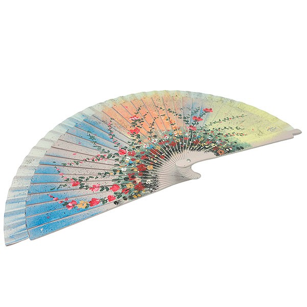 Abanico Artesanal atardecer con flores