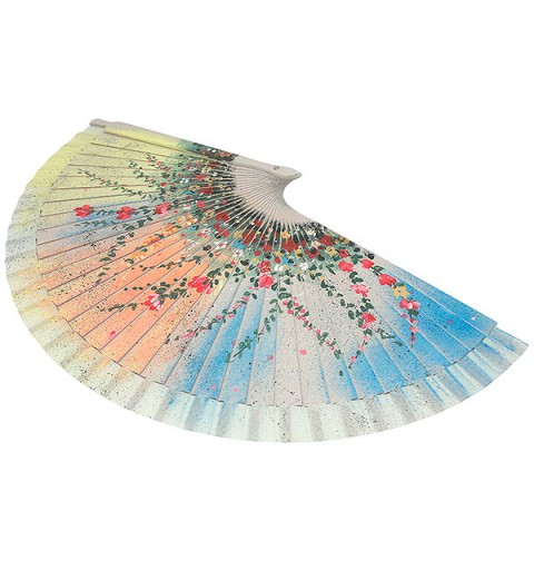 Abanico Artesanal atardecer con flores