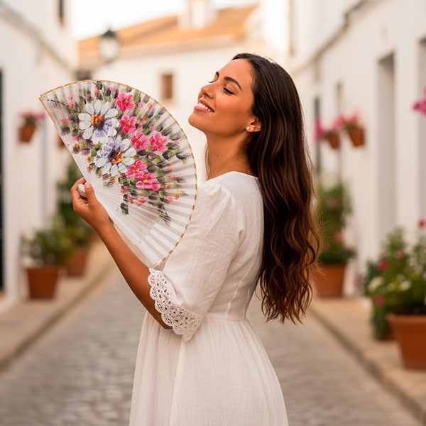 Abanico artesanal floral