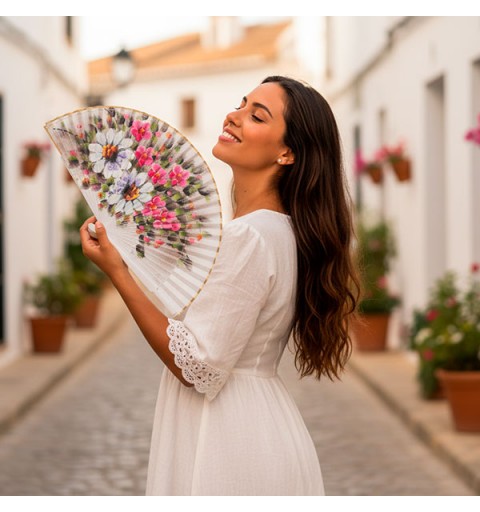 Abanico artesanal floral