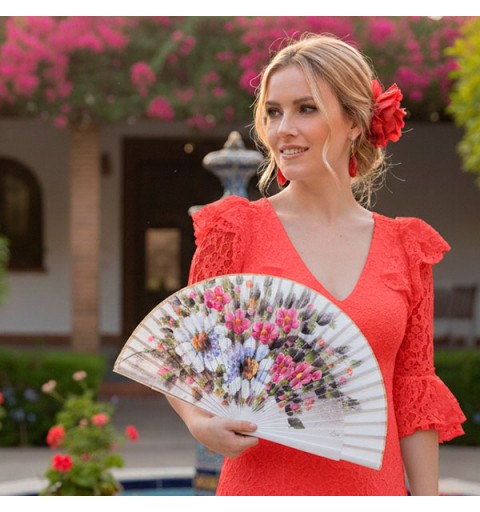 Abanico artesanal floral