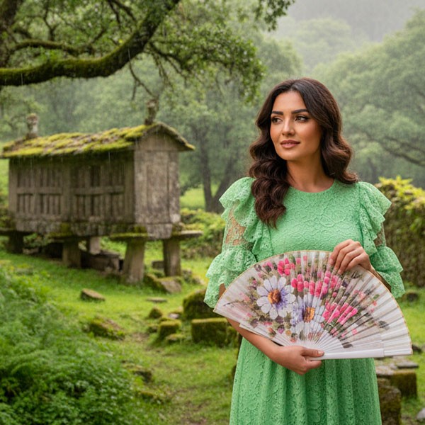 Abanico artesanal floral