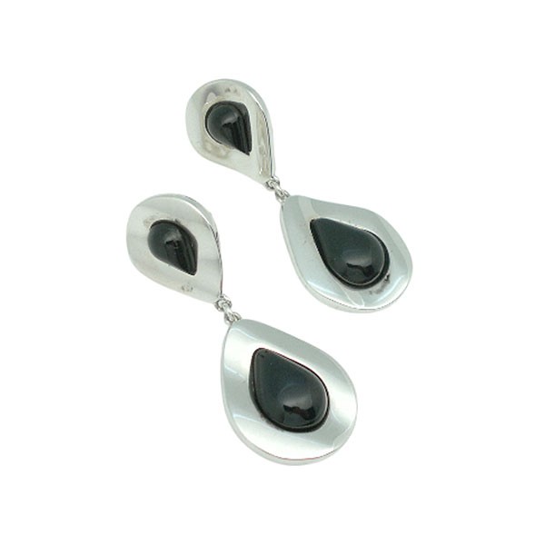 Pendientes plata de ley y azabache, doble gota