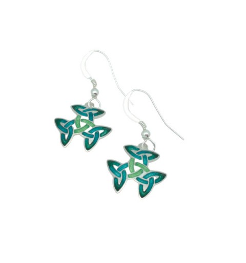 Earrings with a Celtic symbol, called the trinity knot or triple triquetra
