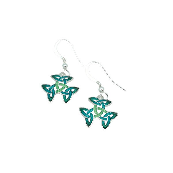 Earrings with a Celtic symbol, called the trinity knot or triple triquetra
