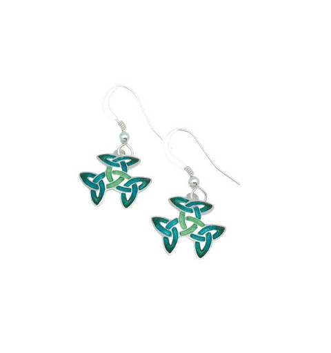 Earrings with a Celtic symbol, called the trinity knot or triple triquetra