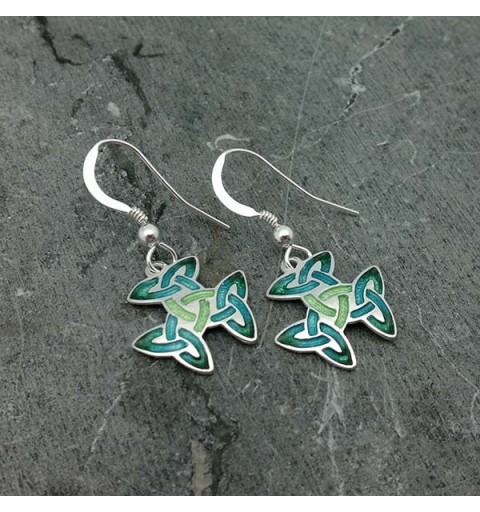 Earrings with a Celtic symbol, called the trinity knot or triple triquetra