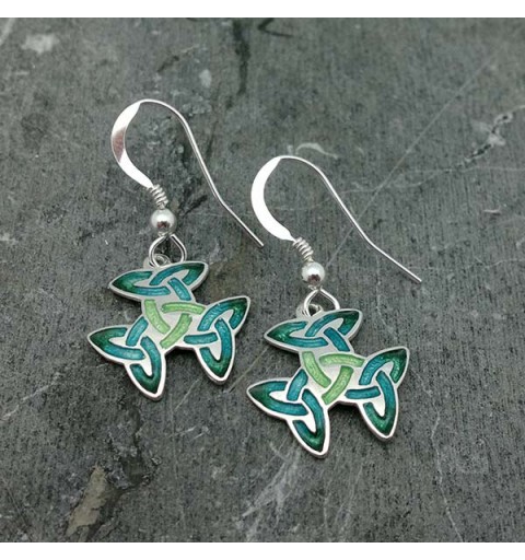 Earrings with a Celtic symbol, called the trinity knot or triple triquetra