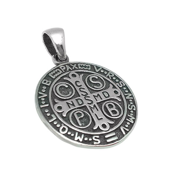 Saint Benedict medal, in sterling silver.