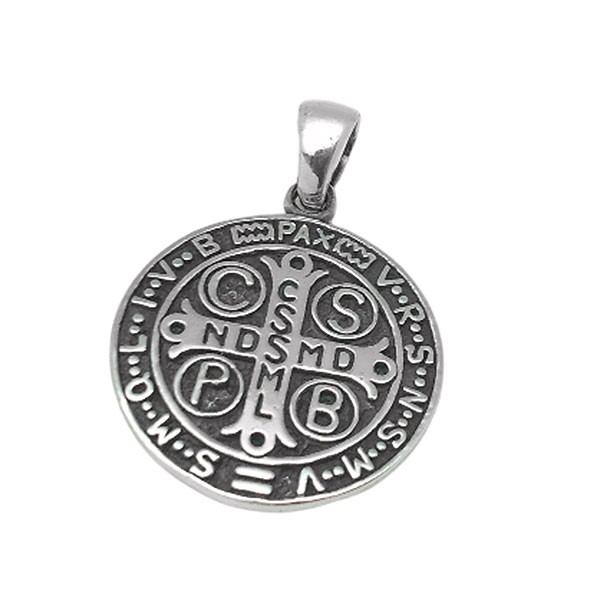 Saint Benedict medal, in sterling silver.