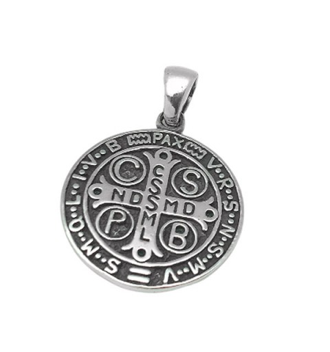 Saint Benedict medal, in sterling silver.