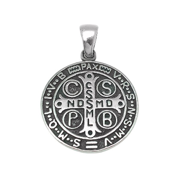 Saint Benedict medal, in sterling silver.