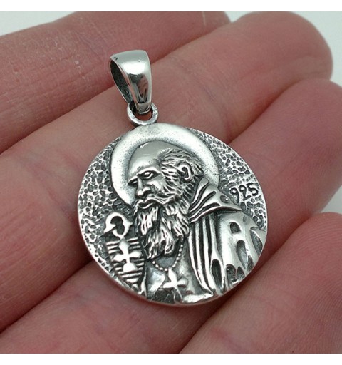 Saint Benedict medal, in sterling silver.