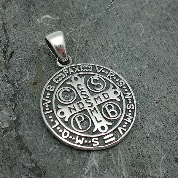 Saint Benedict medal, in sterling silver.
