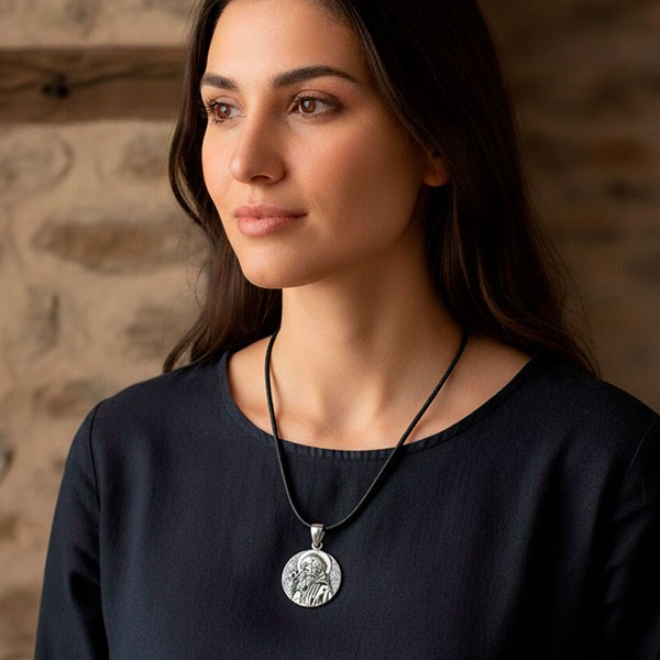 Saint Benedict medal, in sterling silver.