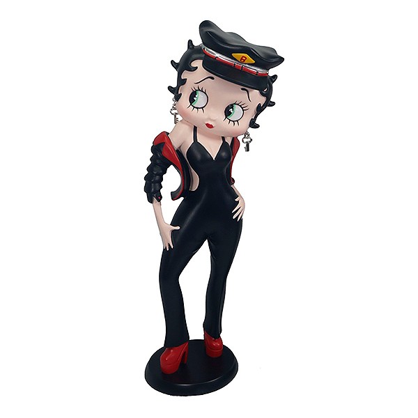 Betty Boop biker figurine, wearing a tight black dress.