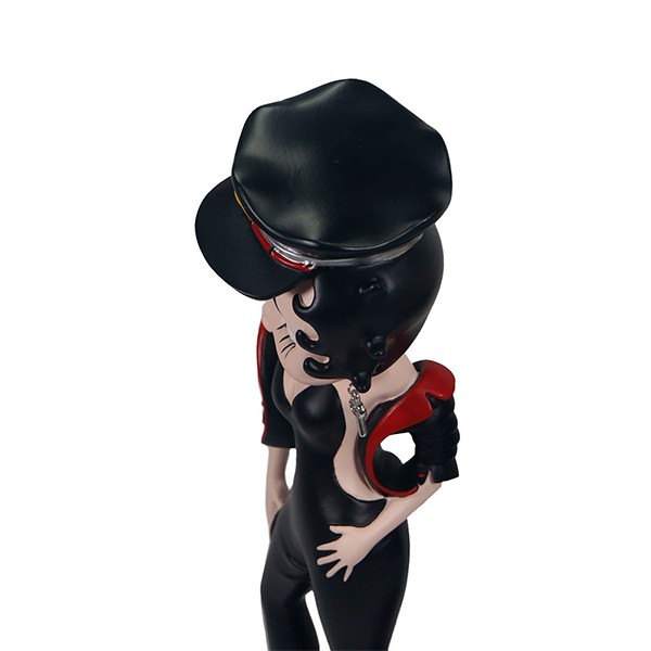 Betty Boop biker figurine, wearing a tight black dress.