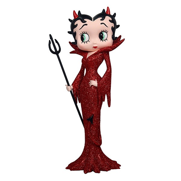 Figura Betty Boop diablilla, con vestido rojo brillante.