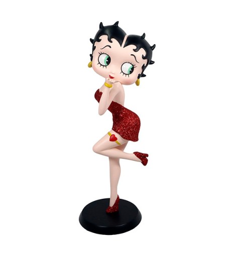 Figura betty boop lanzando beso, vestido rojo.