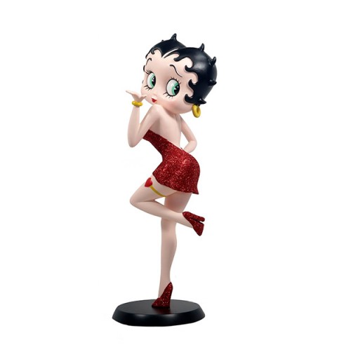 Betty Boop figure blowing a kiss, wearing a red dress.