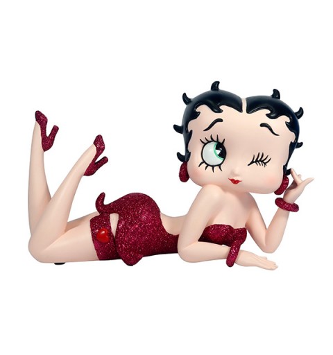 Betty Boop lying down, wearing a fuchsia pink dress