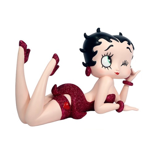 Betty Boop lying down, wearing a fuchsia pink dress